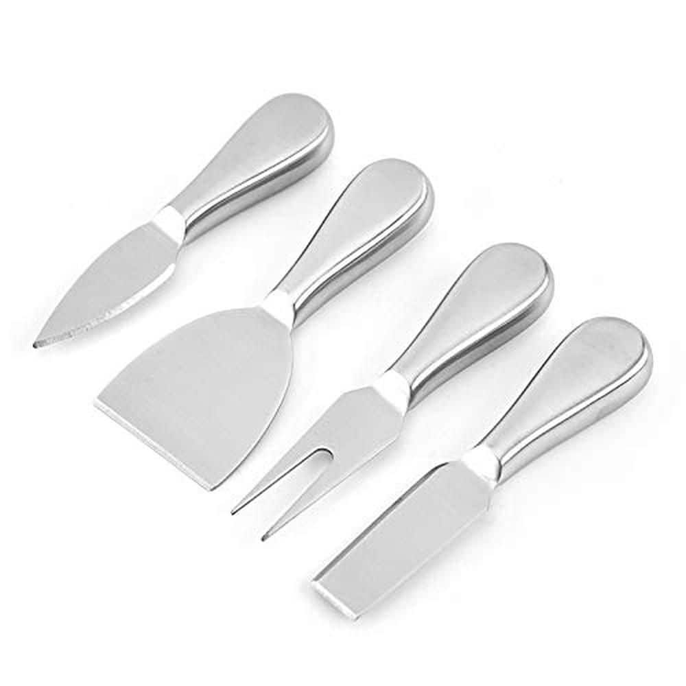 Stainless Steel Cheese Knife Set 4-Piece Includes Mini Spade, Fork, Narrow Plane, Spreading Knife for Cheese
