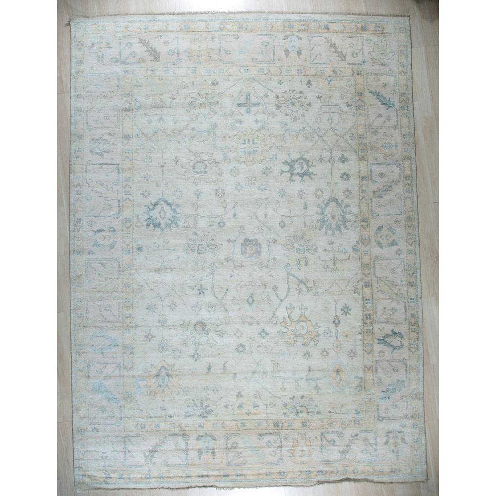 EORC Ivory/Vintage Pink 9 ft. x 12 ft. HandKnotted Natural Silk