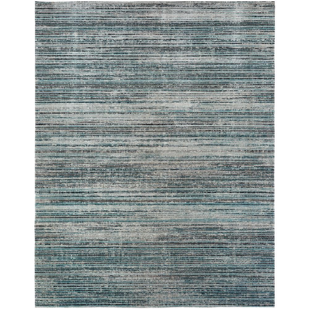 Aqua and Light Gray Abstract Synthetic 2' x 3' Area Rug