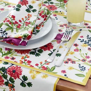 Garden Floral 12 in. X 21 in. White Multi Cotton Placemat (Set of 4)