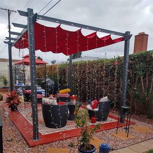 10 ft. x 13 ft. Gray Outdoor Retractable Modern Yard Metal Grape Trellis Pergola with Canopy for Garden Grill - Terra