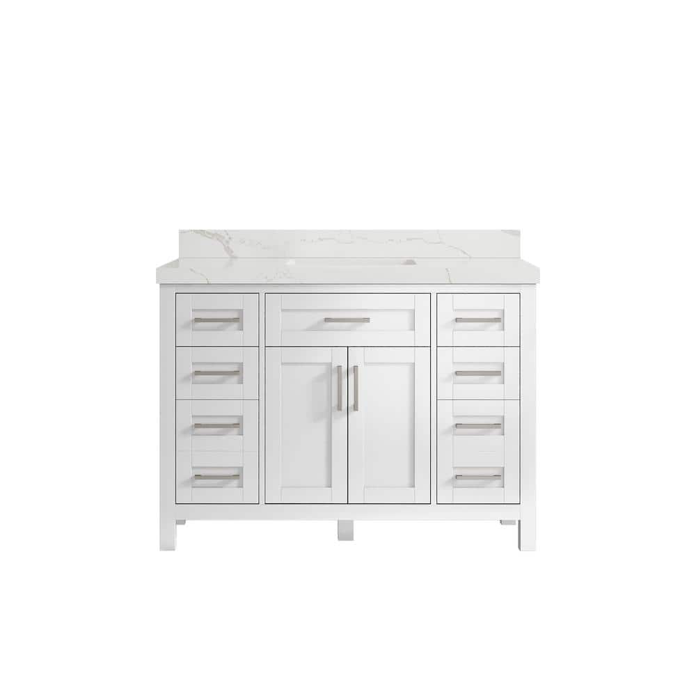 Cambridge 48 in. W x 22 in. D x 36 in. H Bath Vanity in White with 2 in. Calacatta Quartz Top price history on PriceWatchPro