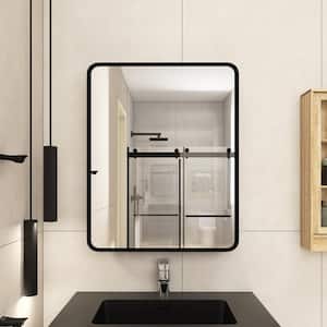 24 in. W x 30 in. H Rectangular Framed Horizontal or Vertical Hanging Wall Bathroom Vanity Mirror in Black
