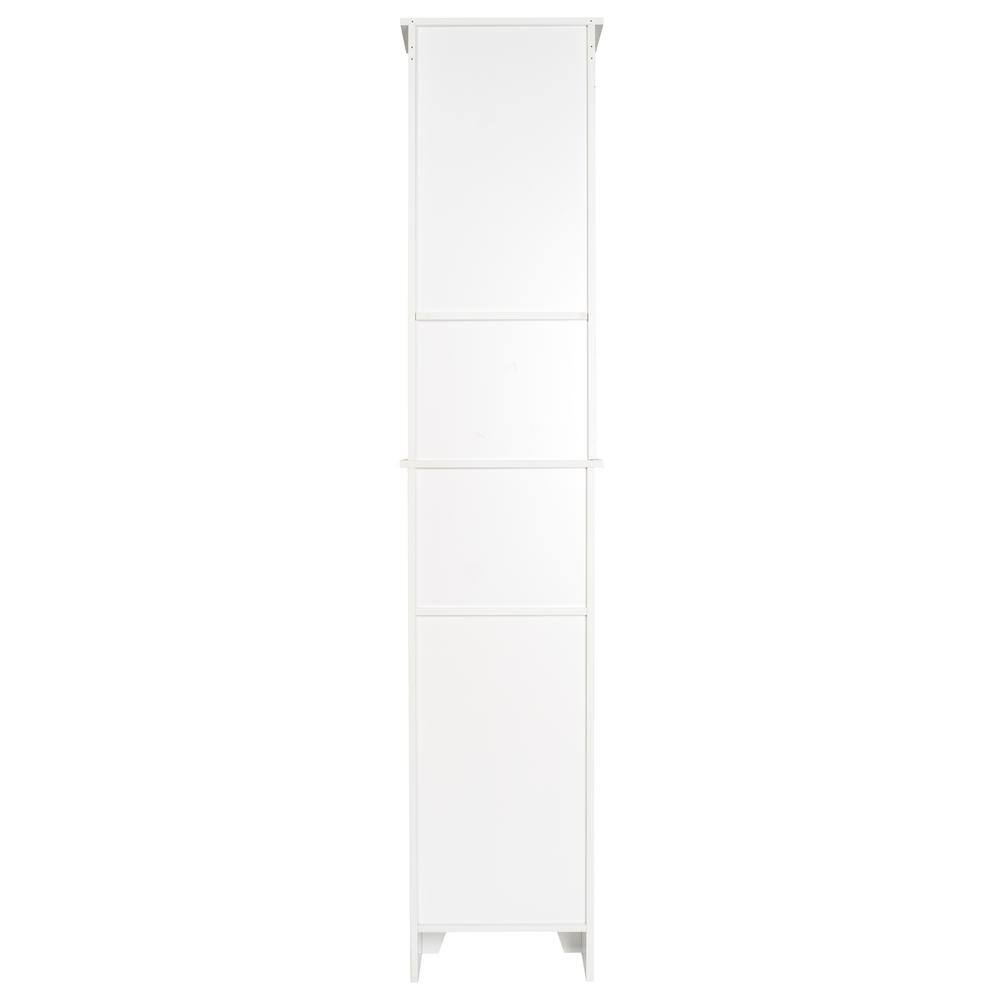 Contemporary White Wood Tall Floor Shelf with Adjustable Shelves