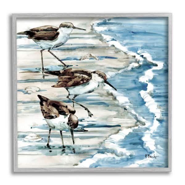 Rockhampton Sandpipers Beach Ripples Design By Paul Brent Framed Animal Art Print 24 in. x 24 in.