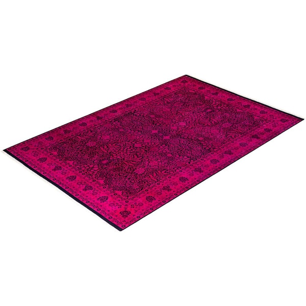 Overdyed Pink 6 ft. x 9 ft. Solid Wool Indoor Area Rug