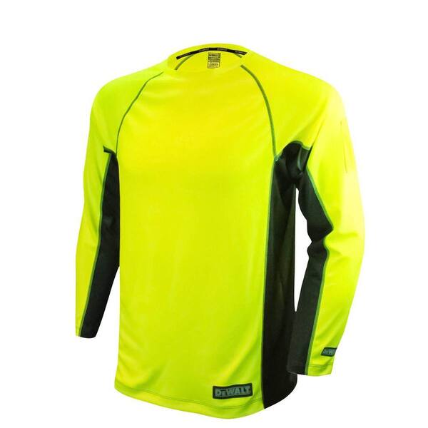DEWALT Men's Large High Visibility Green 2-Tone Non-Rated Long Sleeve Performance T-Shirt