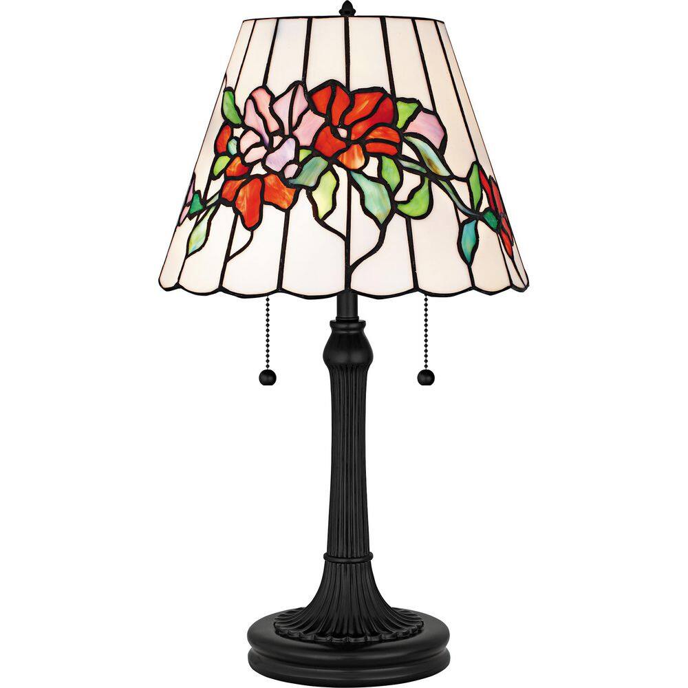 Aurora 23.25 in. Matte Black Tiffany Table Lamp with Glass Shade price history on PriceWatchPro