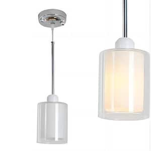 1-Light White Glass Chandelier with Clear Glass Frame, Suitable for Use with Kitchen Island Light Bulb Not Included