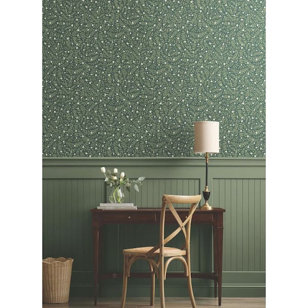 Elodie Evergreen Petite Floral Premium Peel and Stick Wallpaper