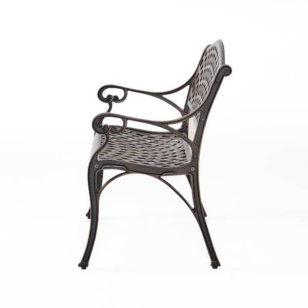 Cozumel 40 in. Antique Copper Aluminum Outdoor Patio Bench