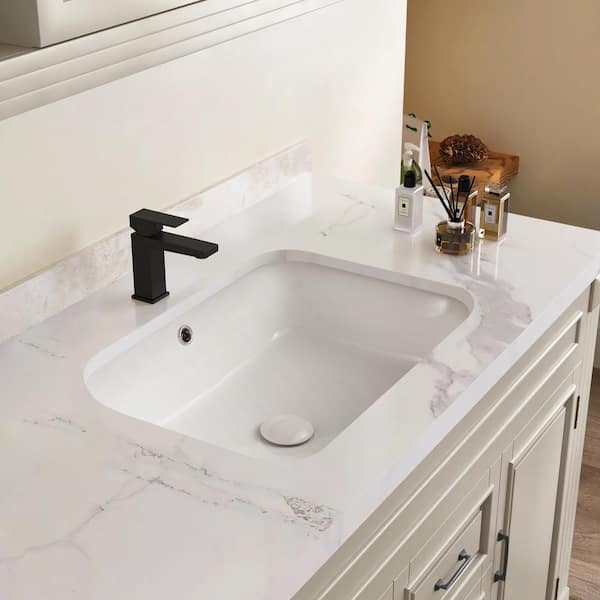 21 in. Rectangular Vitreous China Bathroom Sink in White