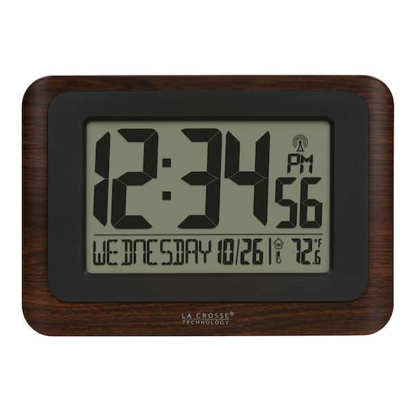 Walnut/Black Temperature Digital Atomic Wall/Table Clock