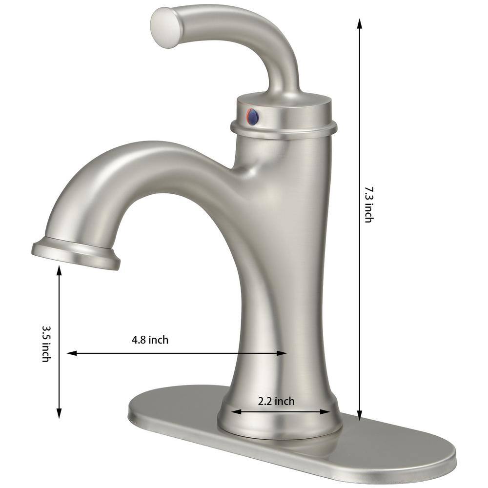 Brushed Nickel Single Handle Bathroom Faucet with Pop-up Drain