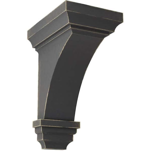 Ekena Millwork 4 in. x 8 in. x 4-3/4 in. Black Small Jefferson Wood Vintage Decor Corbel