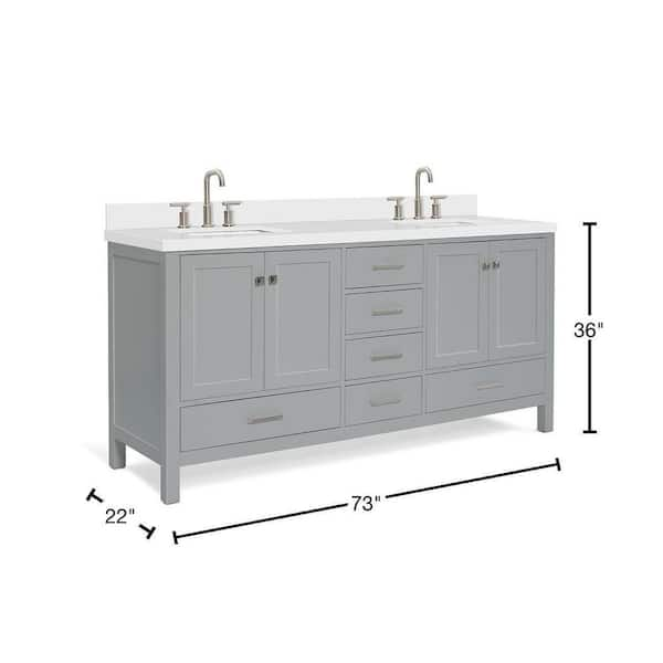  ARIEL Cambridge White Double Sink Bathroom Vanity 73