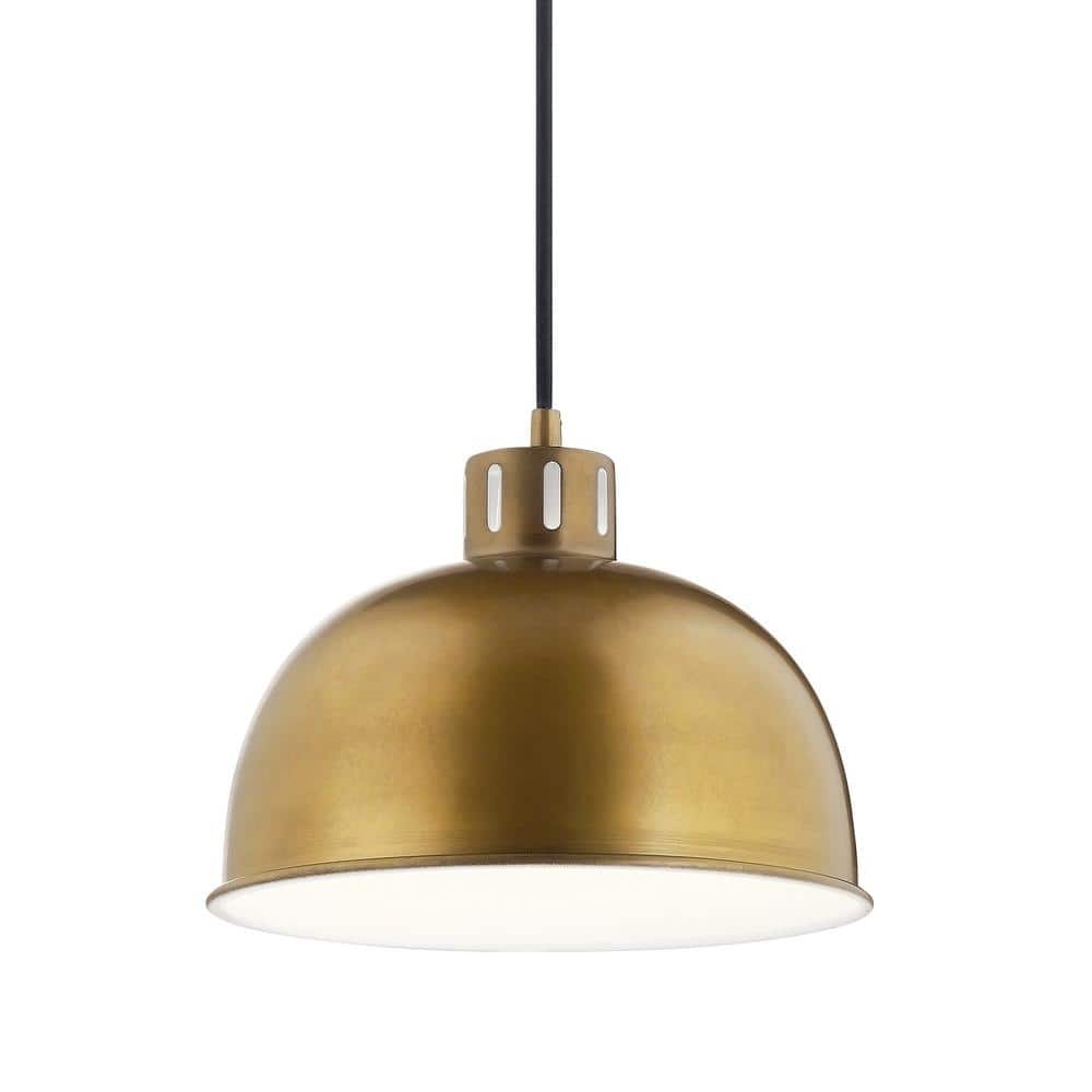 Zailey 9" Transitional Black and Brass Bowl Pendant Light