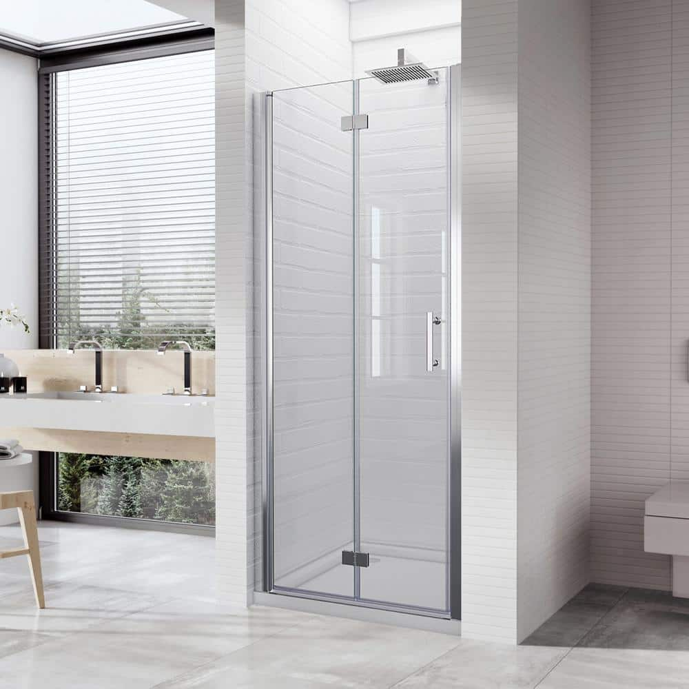 VTI 33.5'' - 35'' W x 72'' H Pivot Frameless Shower Door with