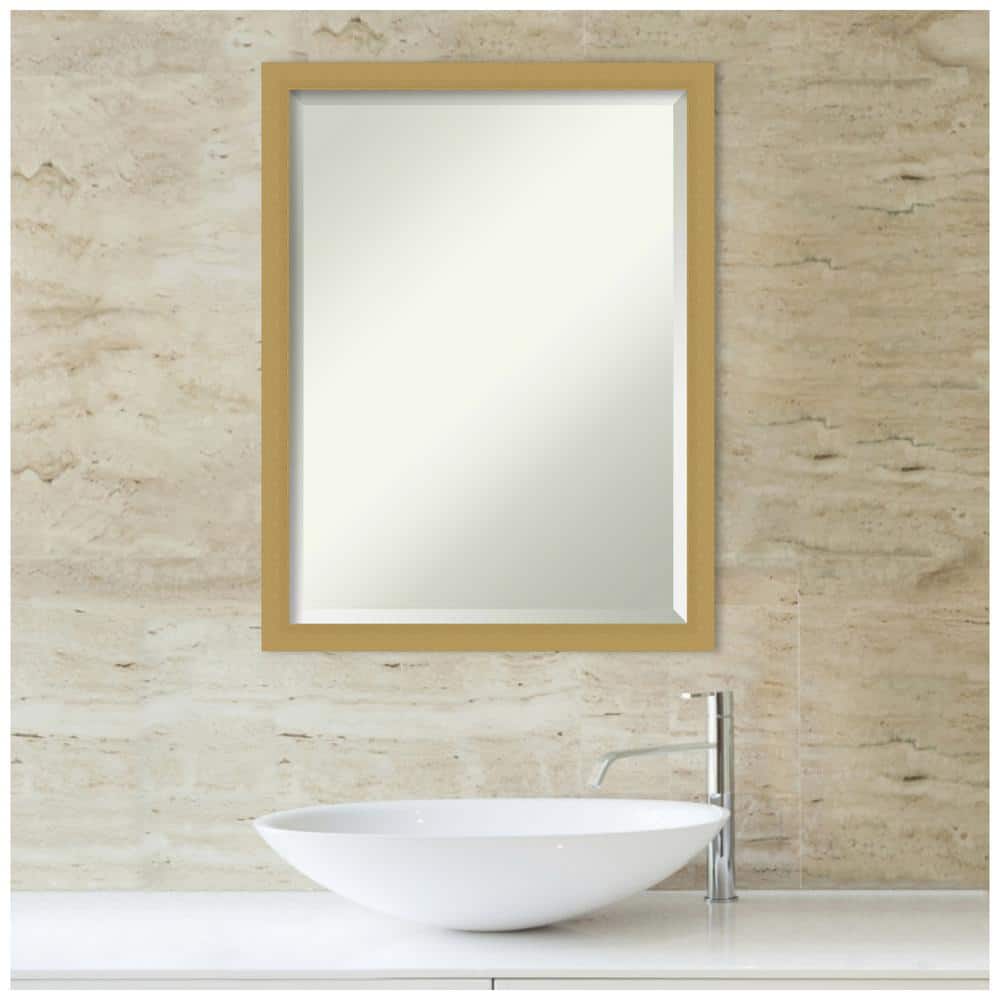 Grace Brushed Gold Rectangular Bathroom Wall Mirror 20 x 26 in