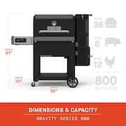 Gravity 800 Digital Charcoal Grill, Griddle and Smoker Combo in Black Plus Cover Bundle
