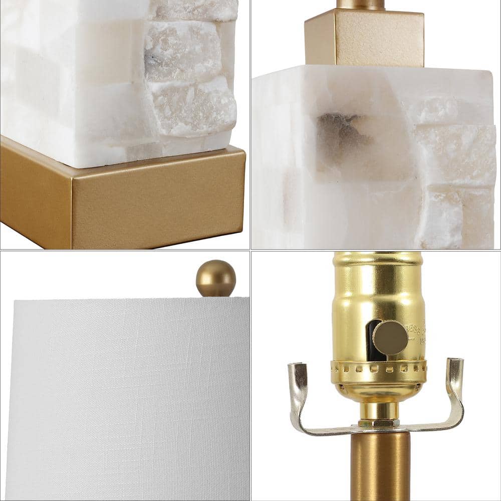 Eloise 23" White Alabaster and Gold Leaf LED Table Lamp