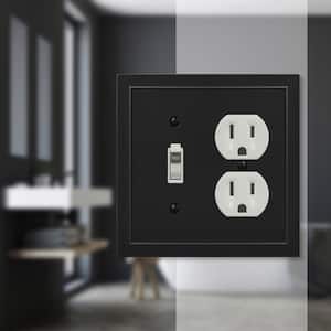 Bethany 2 Gang 1-Toggle and 1-Duplex Metal Wall Plate - Black