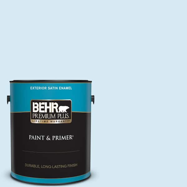 BEHR PREMIUM PLUS 1 gal. #P500-1 Spacious Skies Satin Enamel Exterior Paint & Primer