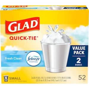 4 Gal. White Fresh Clean Odor Shield Quick-Tie Small Trash Bags (26-Count, 2-Pack)