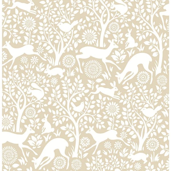 A-Street Prints Meadow Taupe Animals Taupe Wallpaper Sample