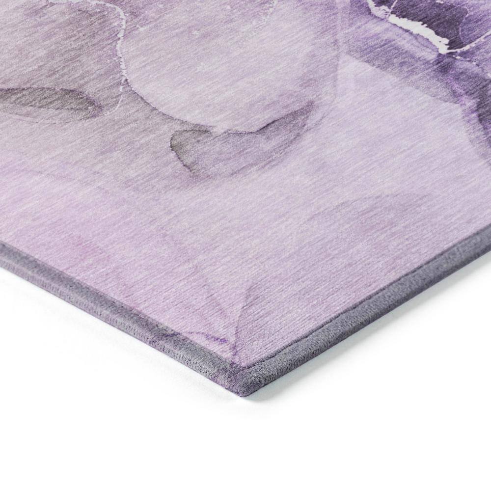 Purple and Green Watercolor Rectangular Synthetic Rug