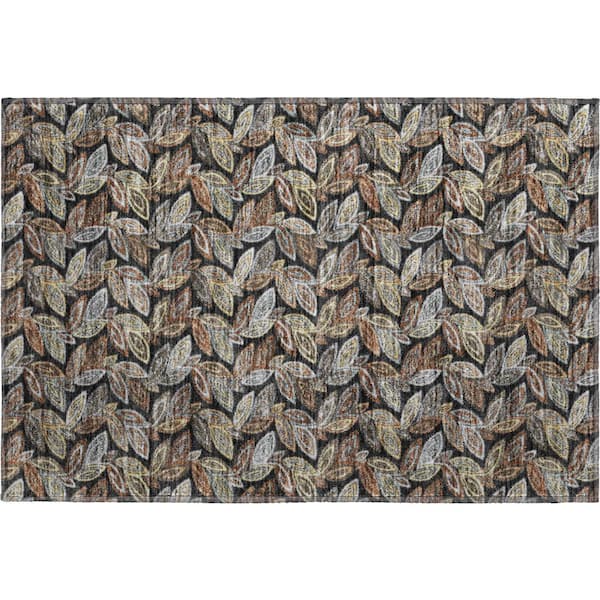 Mayfield Premium Machine Washable Abstract AMF2557 Black 2 ft. x 3 ft. Accent Rug