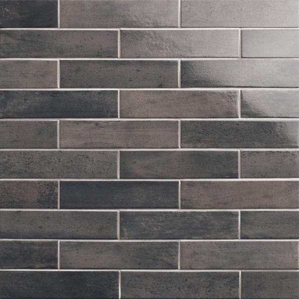 Capri Brick Nero 2-1/2 in. x 10 in. Porcelain Floor and Wall Tile (5.13 sq. ft./Case)
