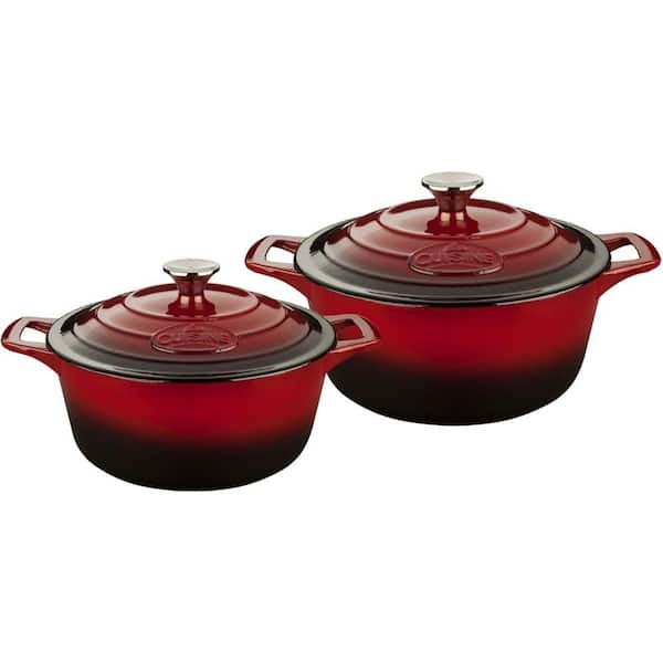 La Cuisine PRO Range 4-Piece Cast Iron Casserole Dishes Set in Red