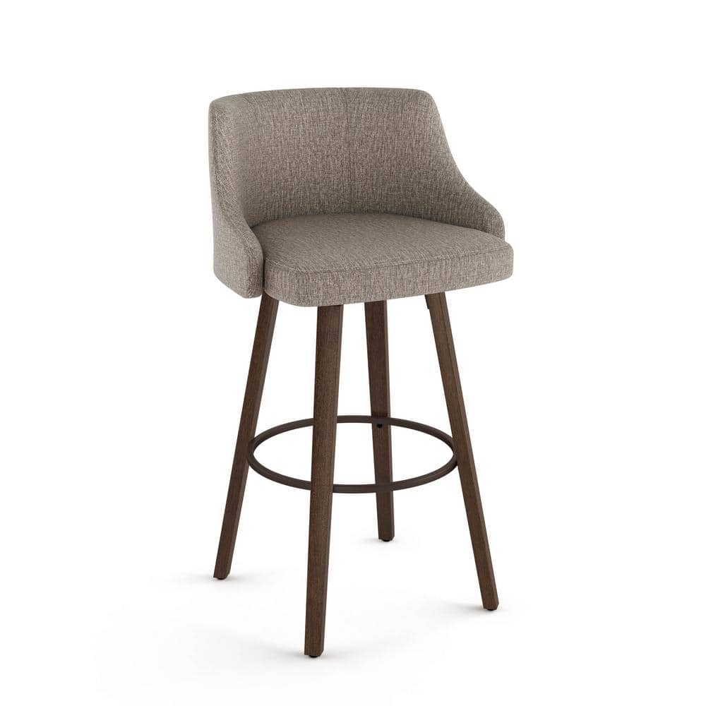 Ramon 24'' Elegant Brown Wood and Metal Swivel Counter Stool
