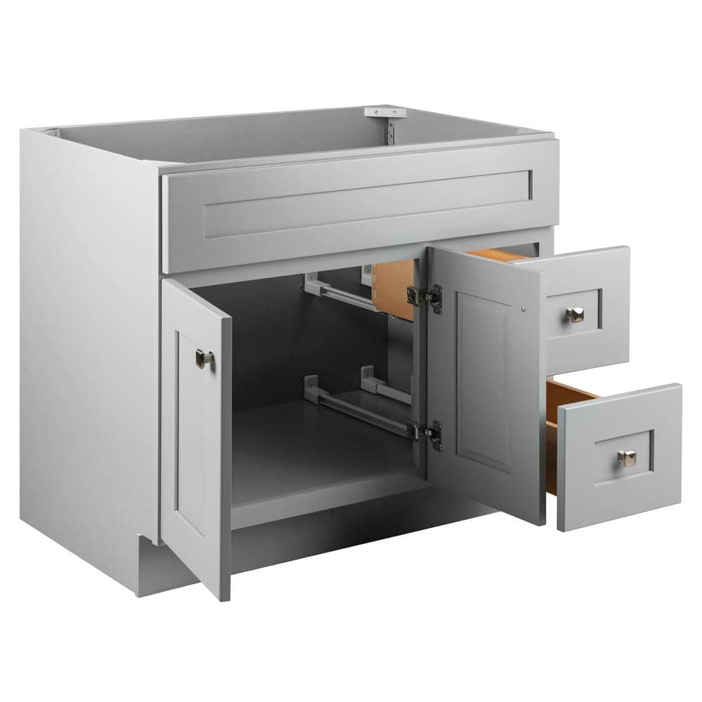 Gray Shaker Style 36-Inch Solid Wood Bathroom Vanity
