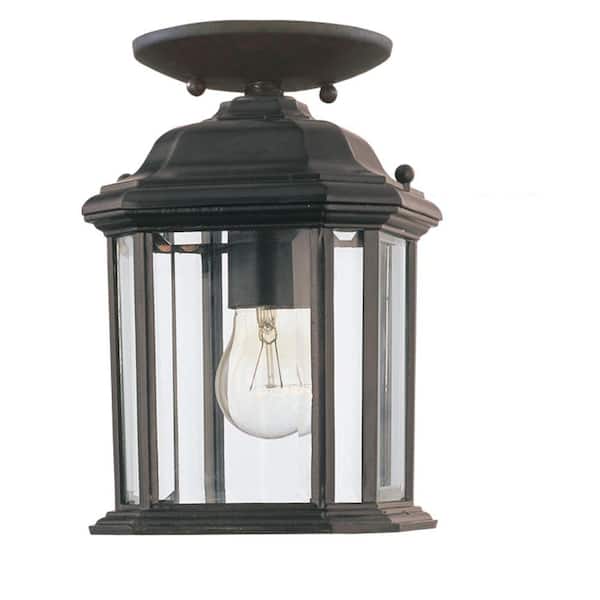 Generation Lighting Kent 1-Light Outdoor Black Semi-Flushmount Convertible Pendant