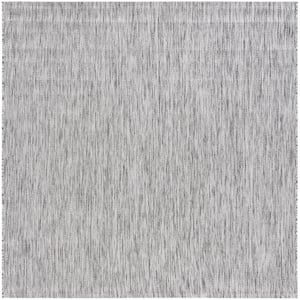 Courtyard Light Gray/Dark Gray 7 ft. x 7 ft. Dotted Diamond Indoor/Outdoor Square Area Rug