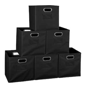 12 in. H x 12 in. W x 12 in. D Black Fabric Cube Storage Bin 6-Pack