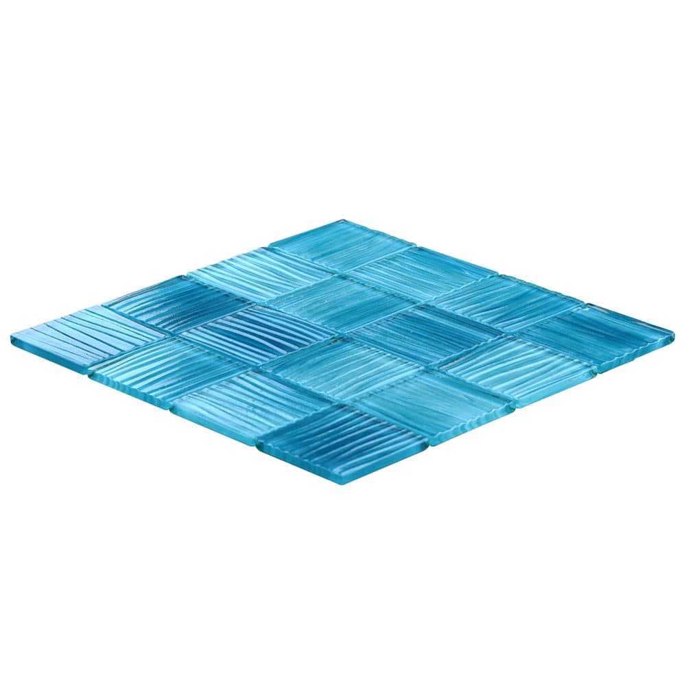 Marine Blue Polished Glass Mosaic Wall Tile