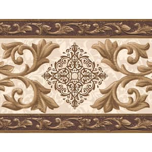 Hanging Floral Rustic Wooden Panel Scroll Ornate Architectural Wallpaper Border 