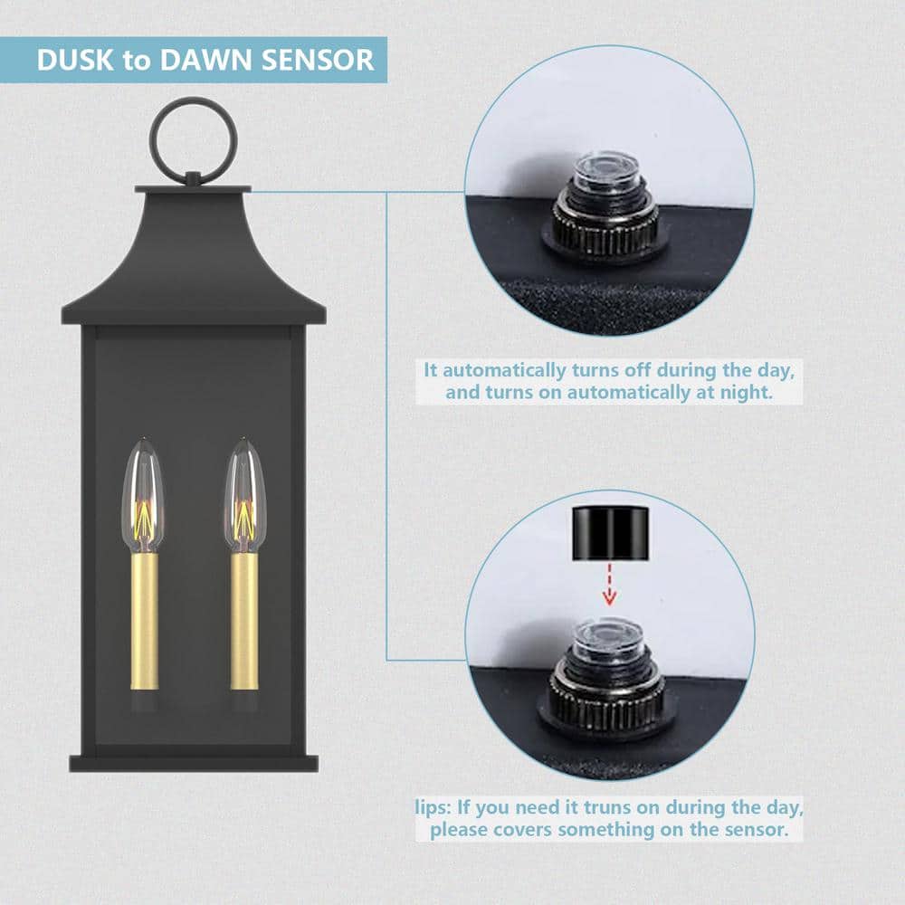 21" Black and Gold Dimmable Outdoor Lantern Wall Sconce