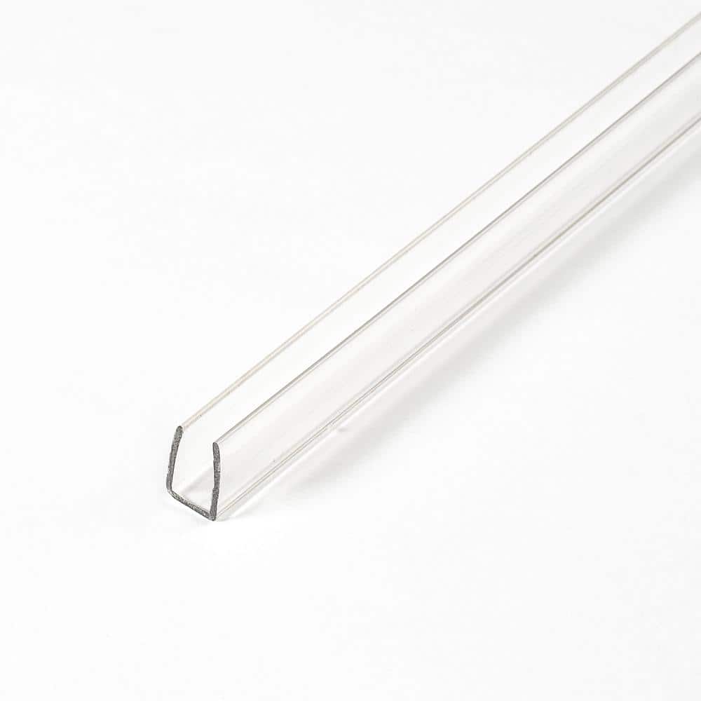 17/32 in. D x 1/4 in. W x 48 in. L Clear Butyrate Plastic U-Channel Mouldin