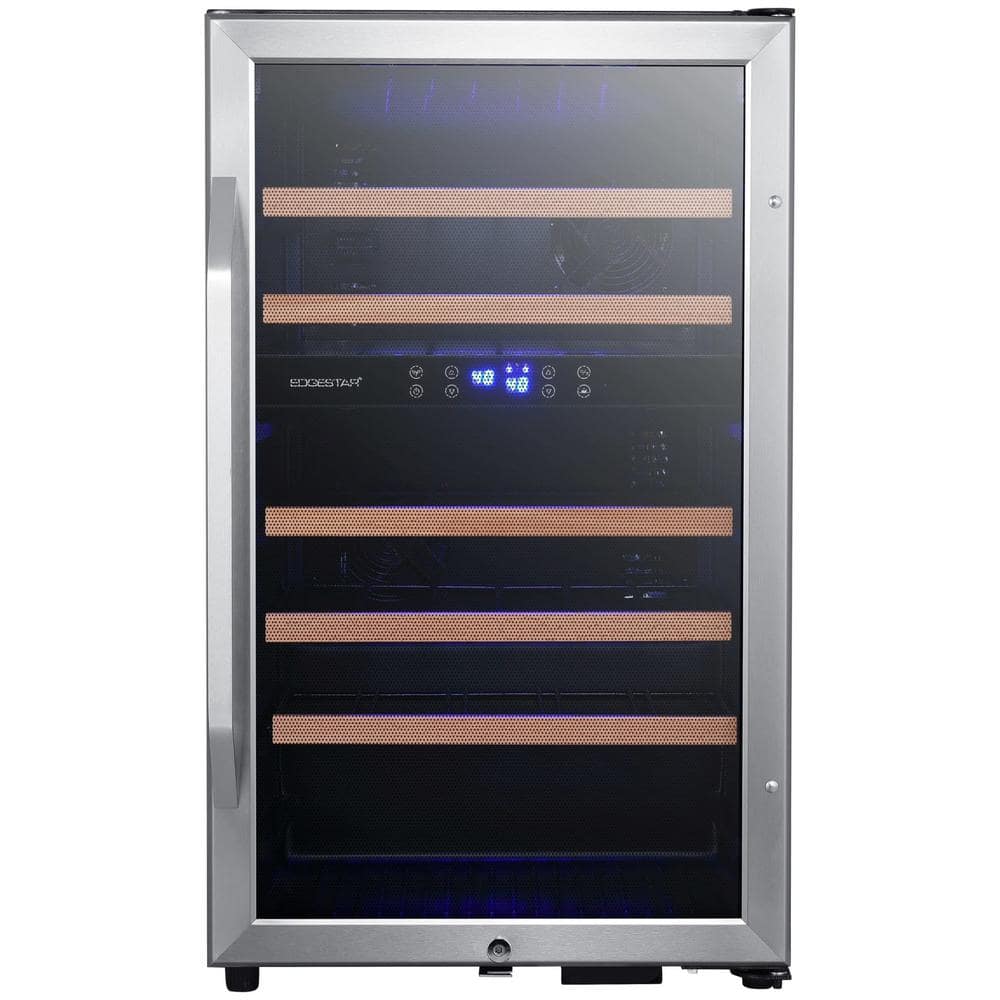Stainless Steel Dual Zone 38-Bottle Wine Cooler with LED Lighting