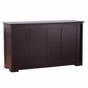 42 in. Brown Espresso Kitchen Storage Cabinet Sideboard Buffet Cupboard with Sliding Door