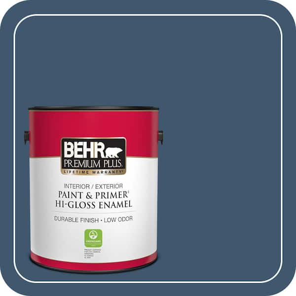 BEHR PREMIUM PLUS 1 gal. #ECC-16-3 Inlet Harbor Hi-Gloss Enamel Interior/Exterior Paint & Primer