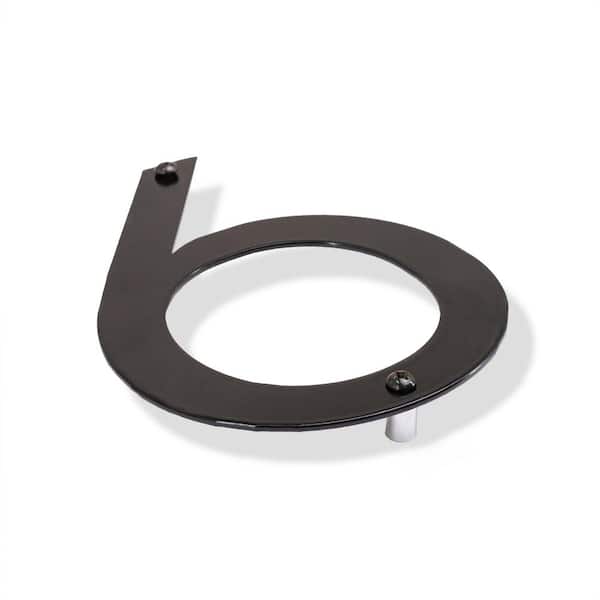 16" Black Modern Steel Flat or Floating House Numbers 0-9 - 6