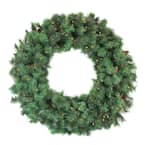 48 in. Pre-Lit Royal Oregon Pine Artificial Christmas Wreath with Clear Lights