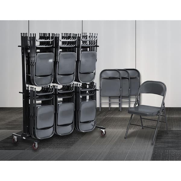 Two-Tier Folding Chair Rack 50 Chairs Capacity Folding Chair Cart Storage Rack 
