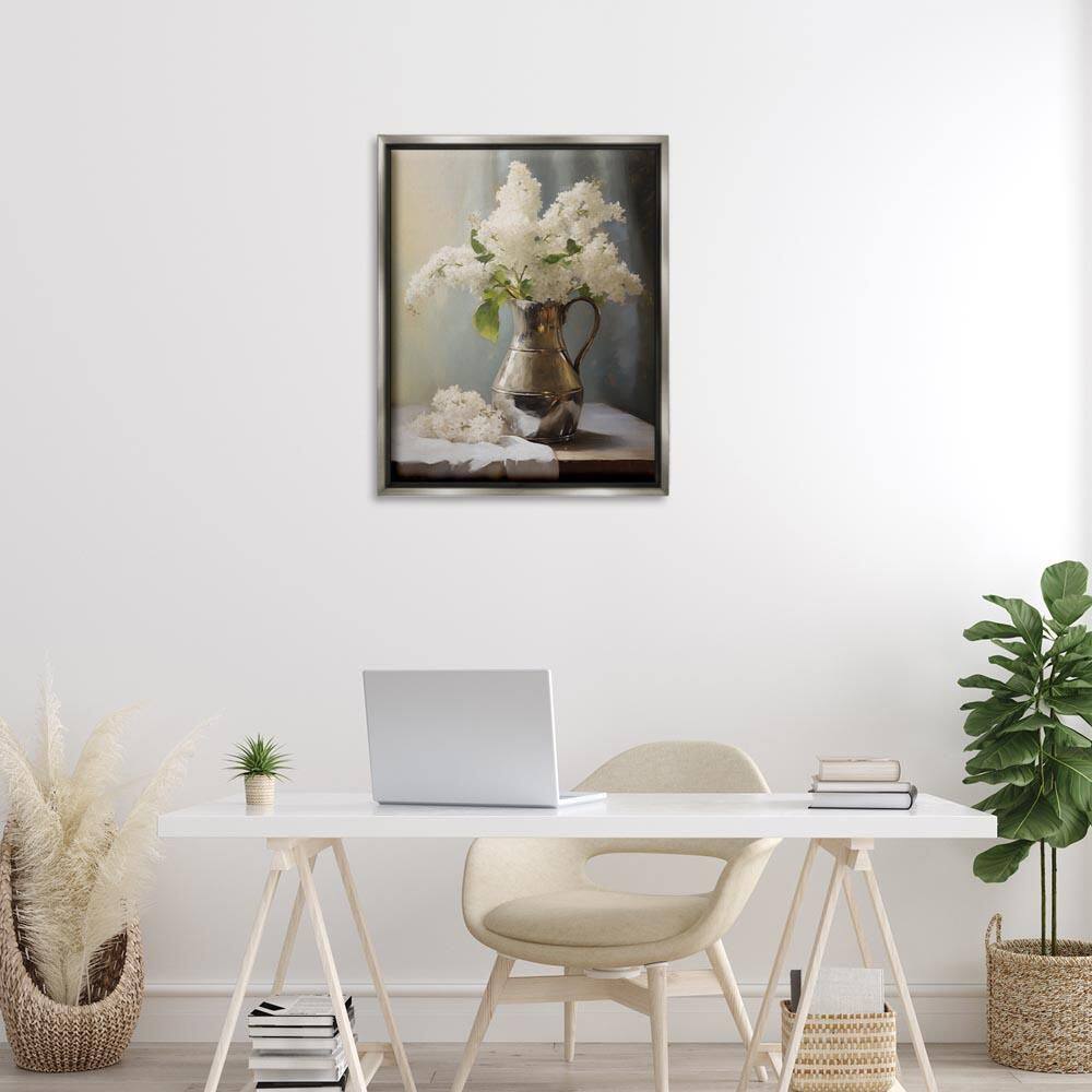 White Lilacs Still Life by Arlington Prints Gray Floater Frame Nature Graphic Art Print 31 in. x 25 in. price history on PriceWatchPro