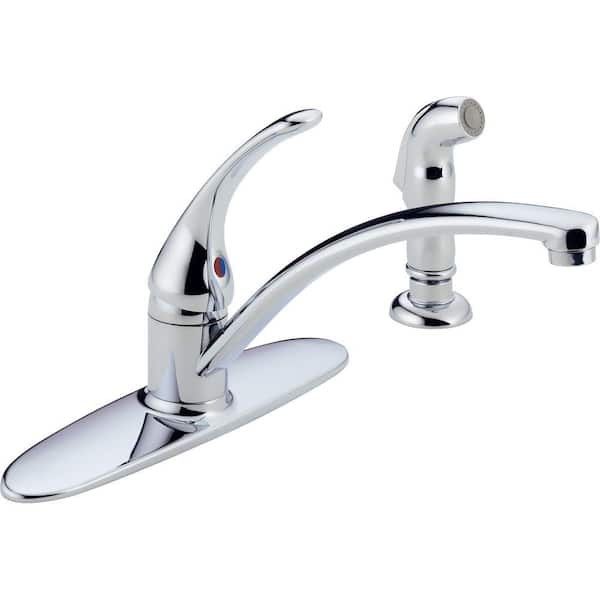 Delta Foundations Single-Handle Standard Kitchen Faucet with Side Sprayer in Chrome